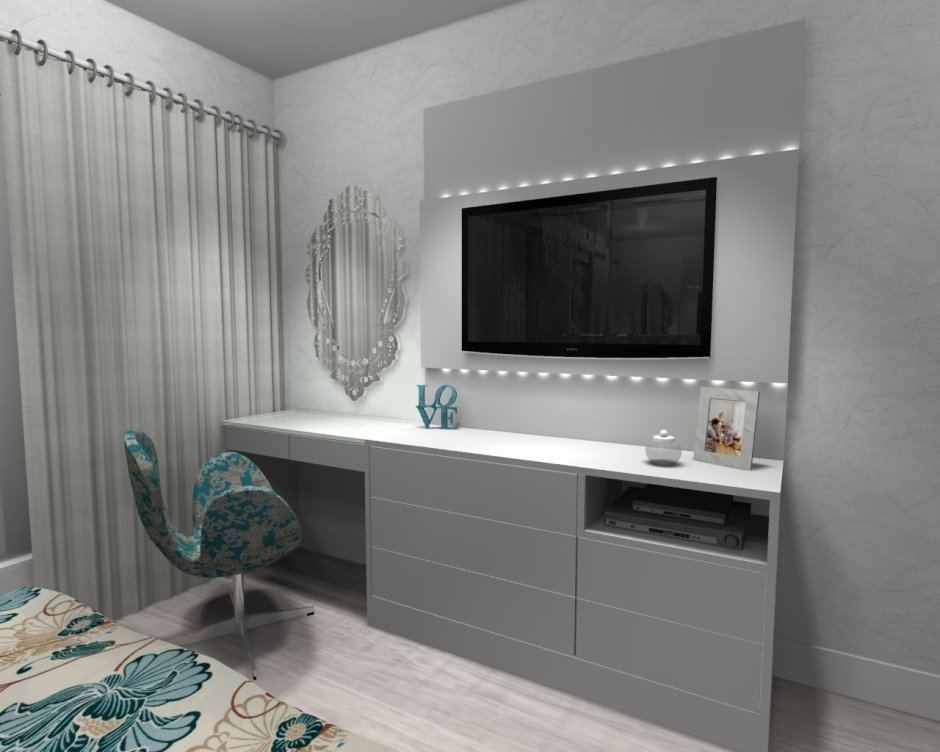 Полка под телевизор в спальню и туалетный столик