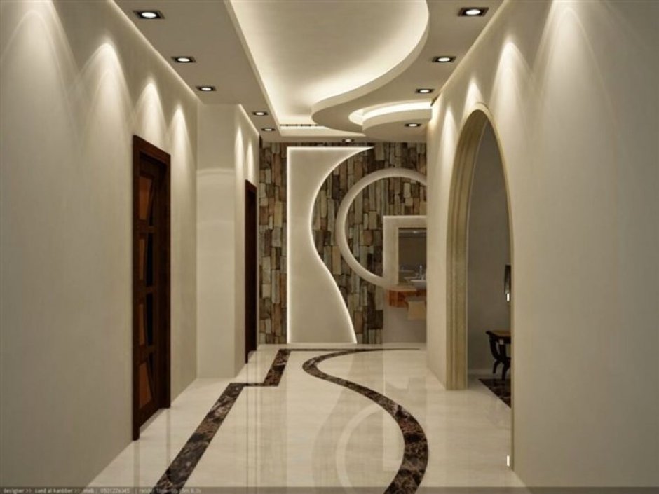 Потолок гипсокартон фигура коридор