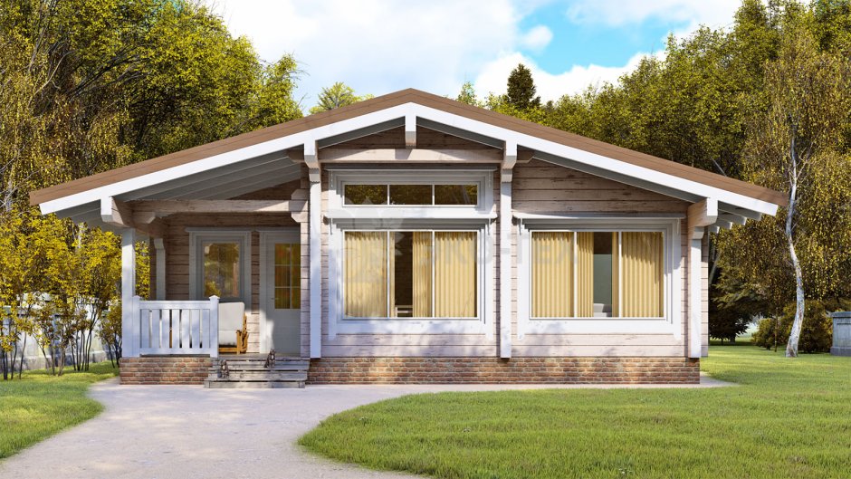 Одноэтажный дом Шале из клееного бруса 100 кв м