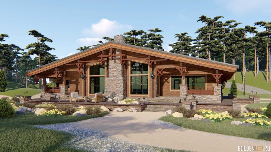 Дом Шале из клееного бруса 100кв