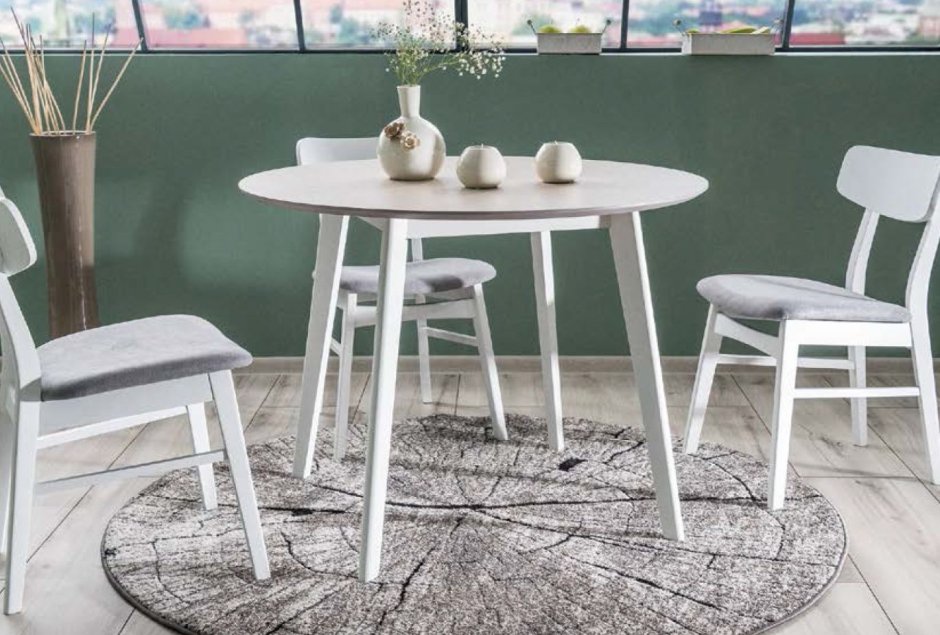 Кухня-гостиная в скандинавском стиле кухня с эркером