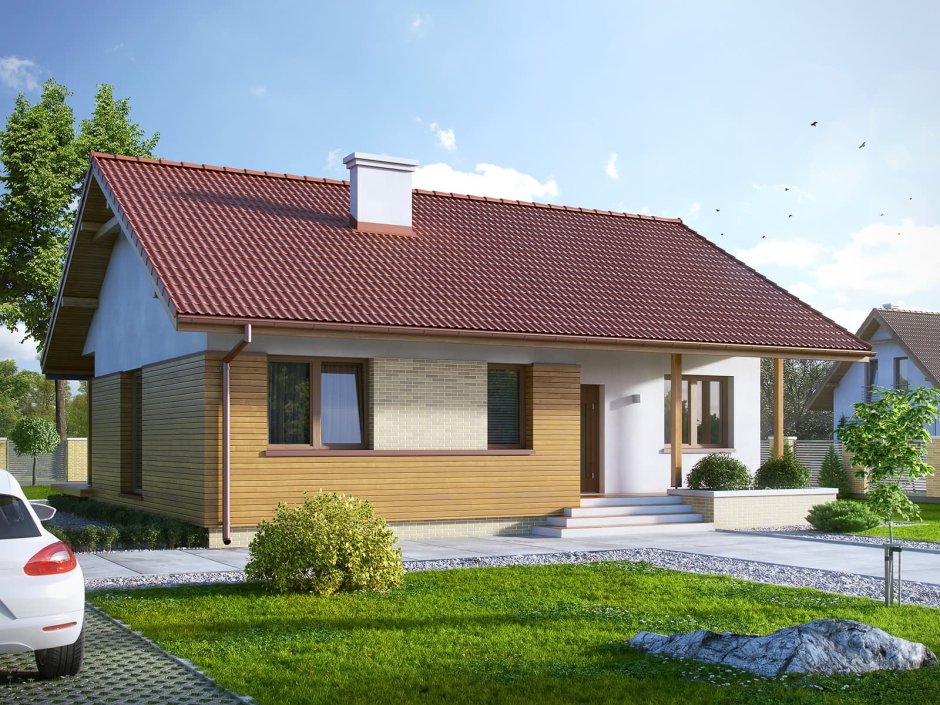 Двухскатная крыша одноэтажного дома Евродом