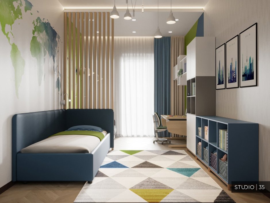 Узкая детская комната