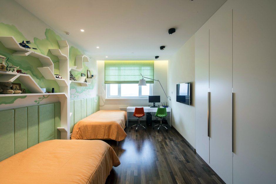 Интерьер узкой комнаты