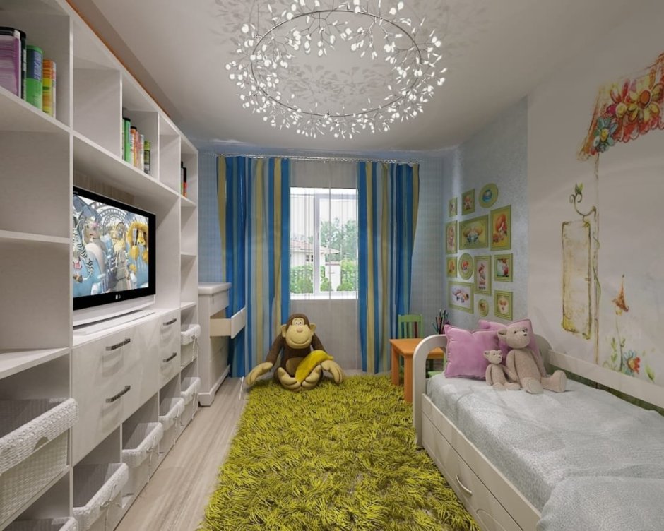 Узкая комната для подростка мальчика