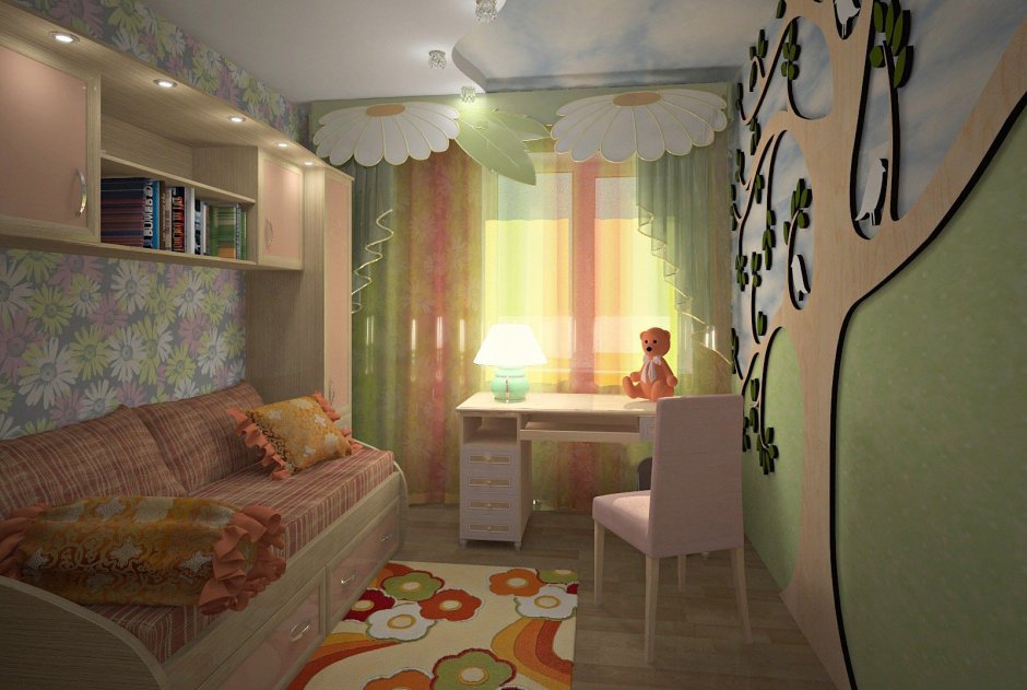 Интерьер квадратной комнаты для мальчика