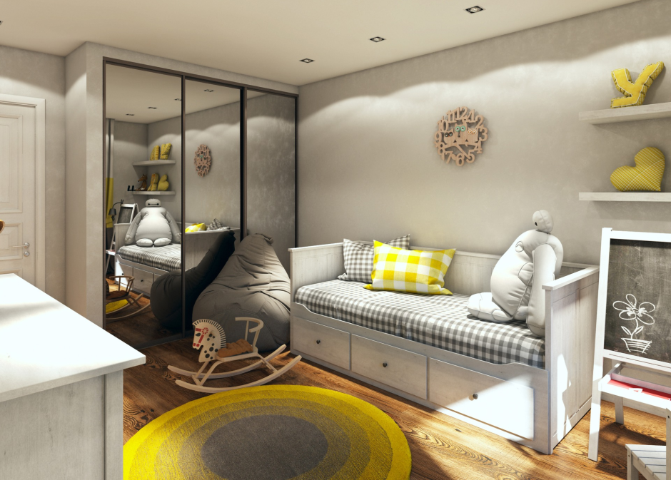 Интерьер узкой детской