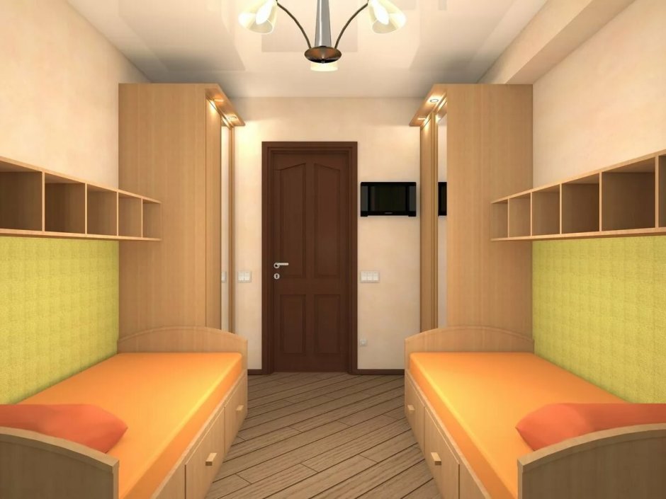 Детская с 2 кроватями вдоль стены