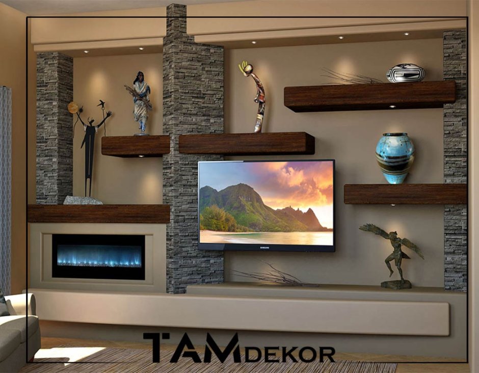 Ниша под телевизор с полками