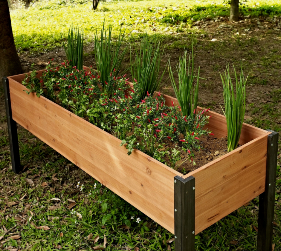 Клумба из спилов дерева