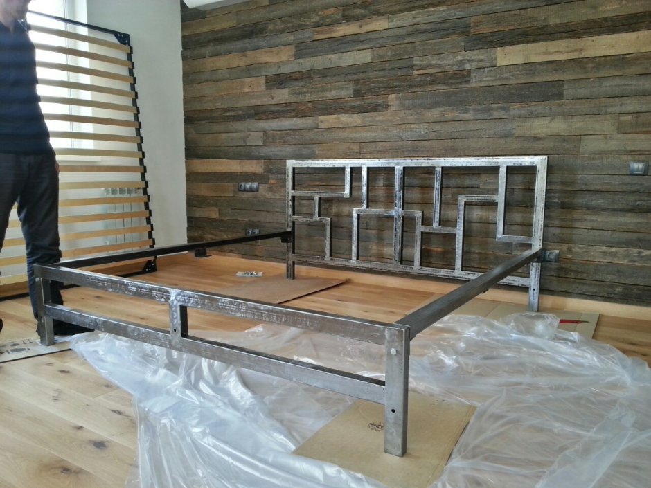 Металлическая кровать стиль лофт ЛК-1гексима