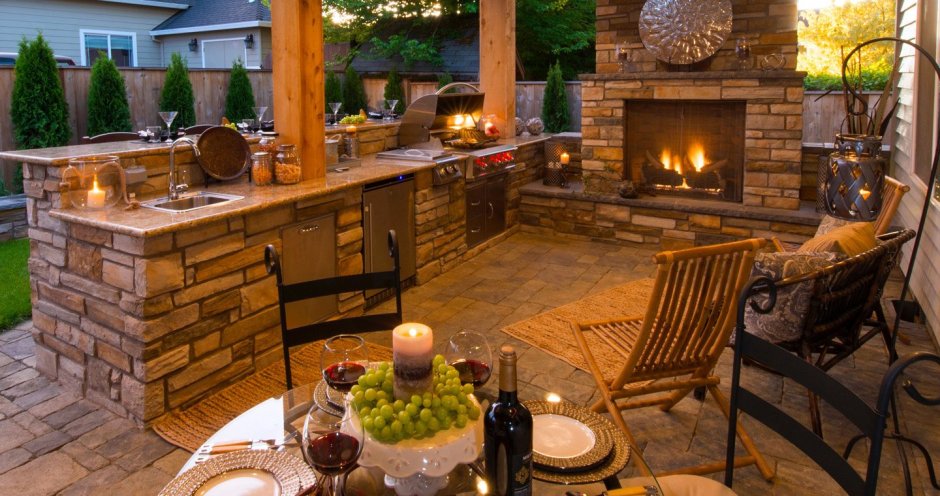 Веранда патио с мангалом