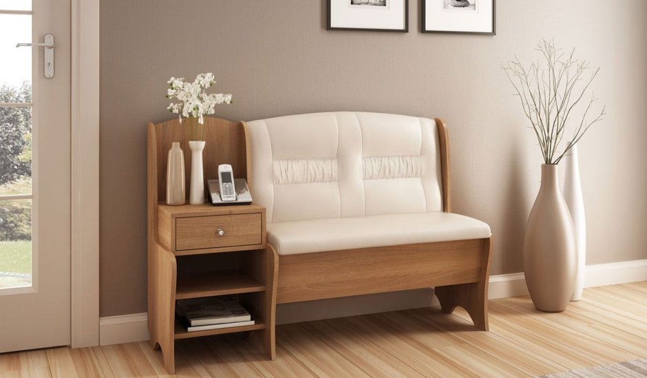 Диванчик в прихожую с полкой