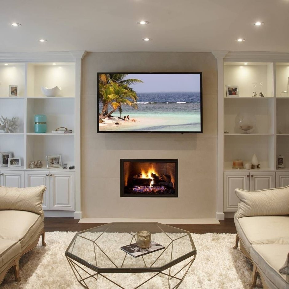 Камин в мебельной стенке