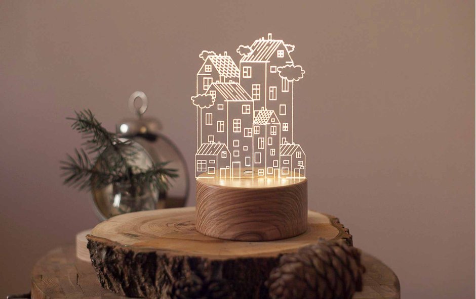 Ночник на деревянной подставке