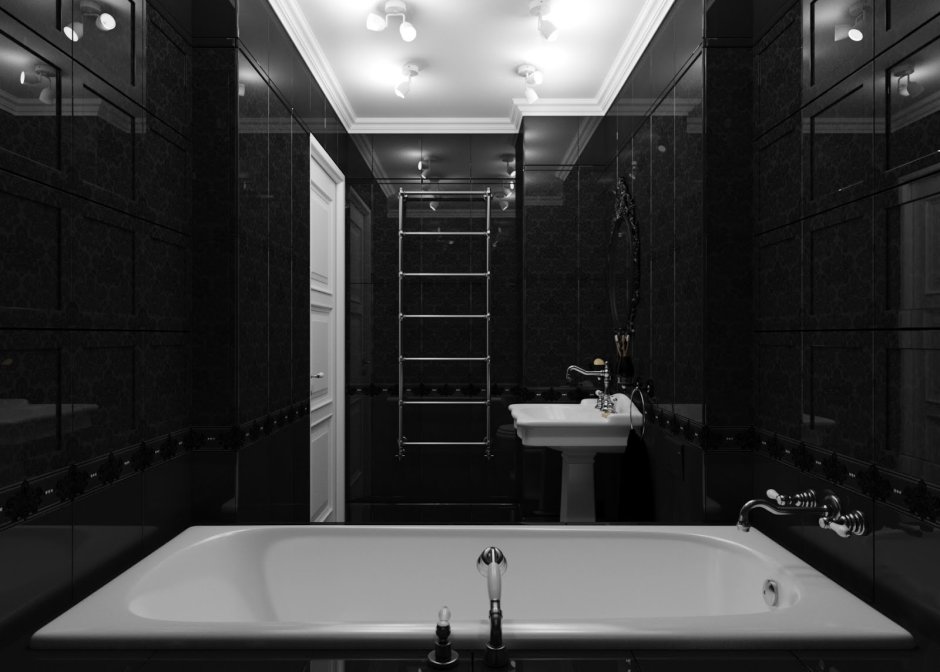 Ванная комната в темном цвете