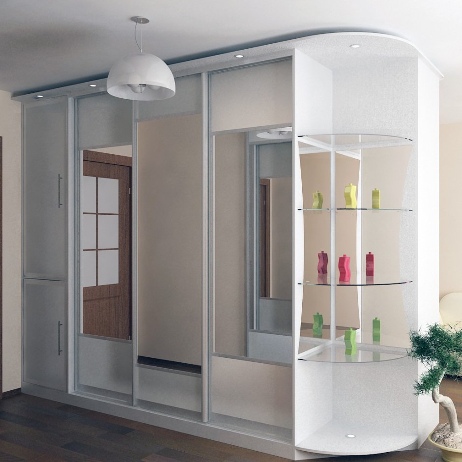 Белый шкаф купе с зеркалом в прихожую