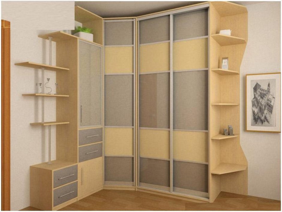 Шкаф купе с угловыми полками