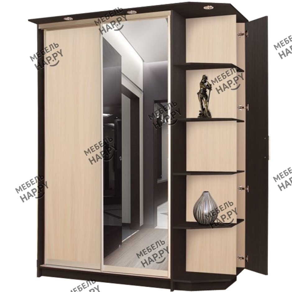 Шкаф купе с полками сбоку