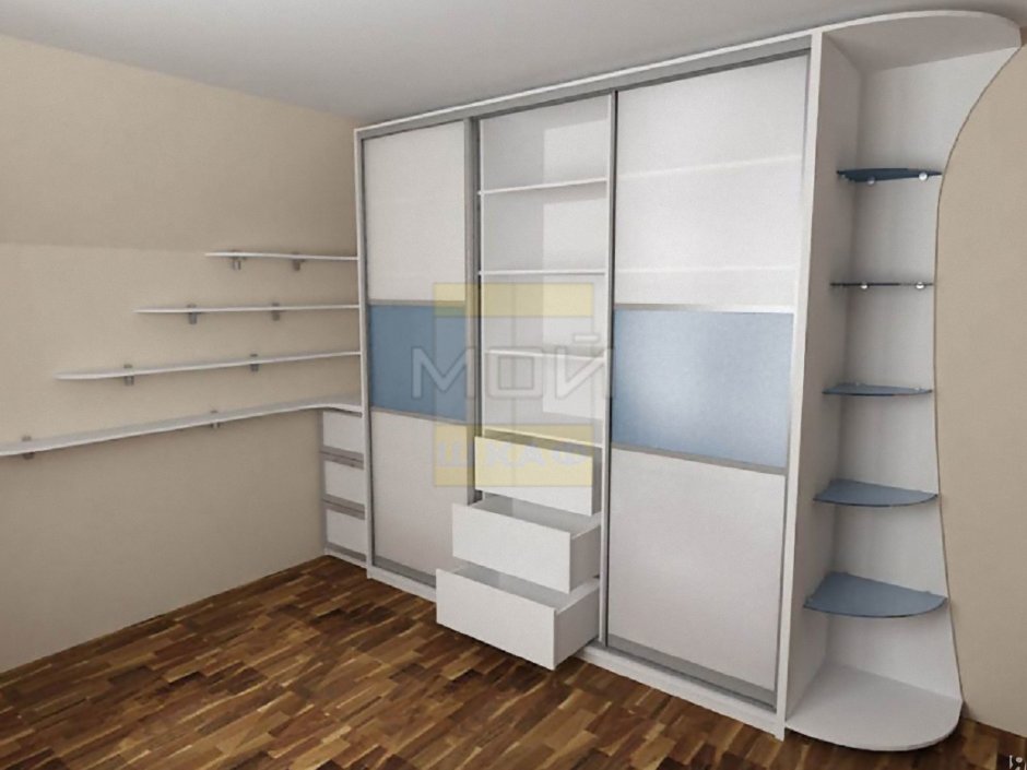 Шкаф купю с открытыми полками