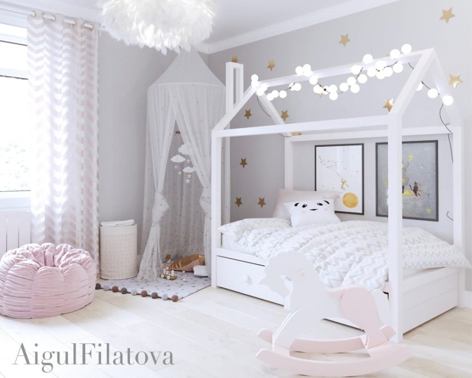 Красивые белые комнаты для девочек