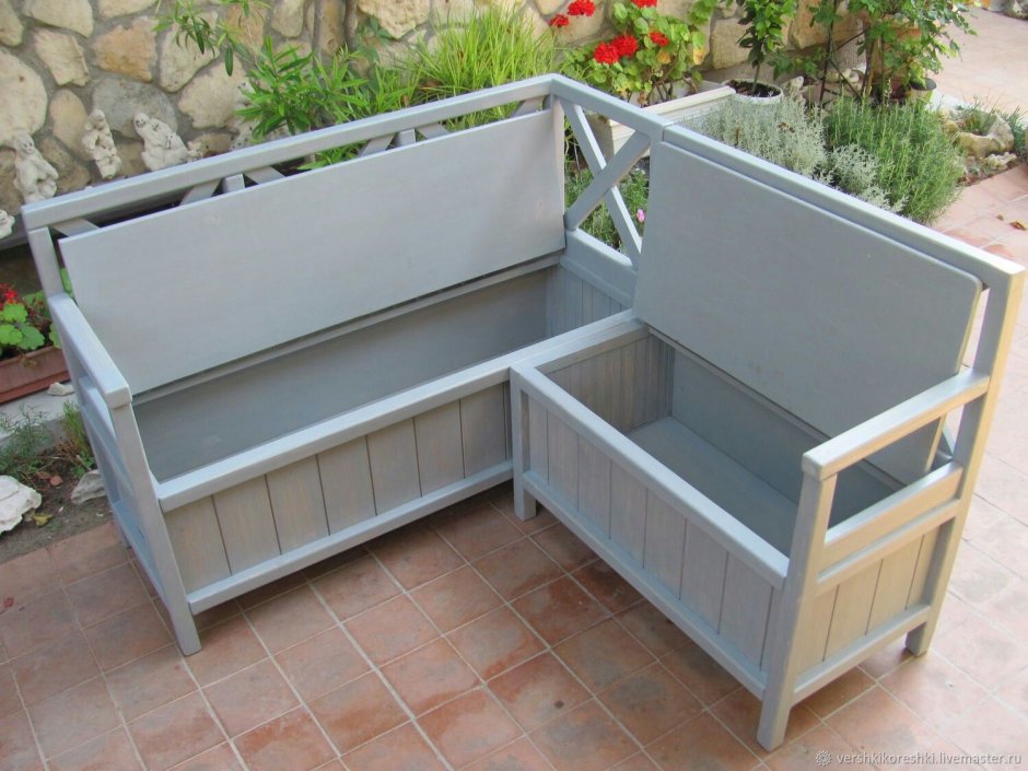 Кухонная угловая скамья с ящиком для хранения