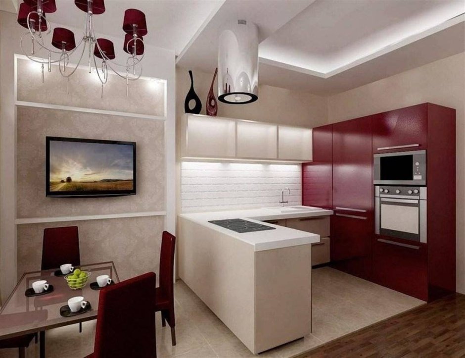 Кухни с диваном в интерьере 11 кв