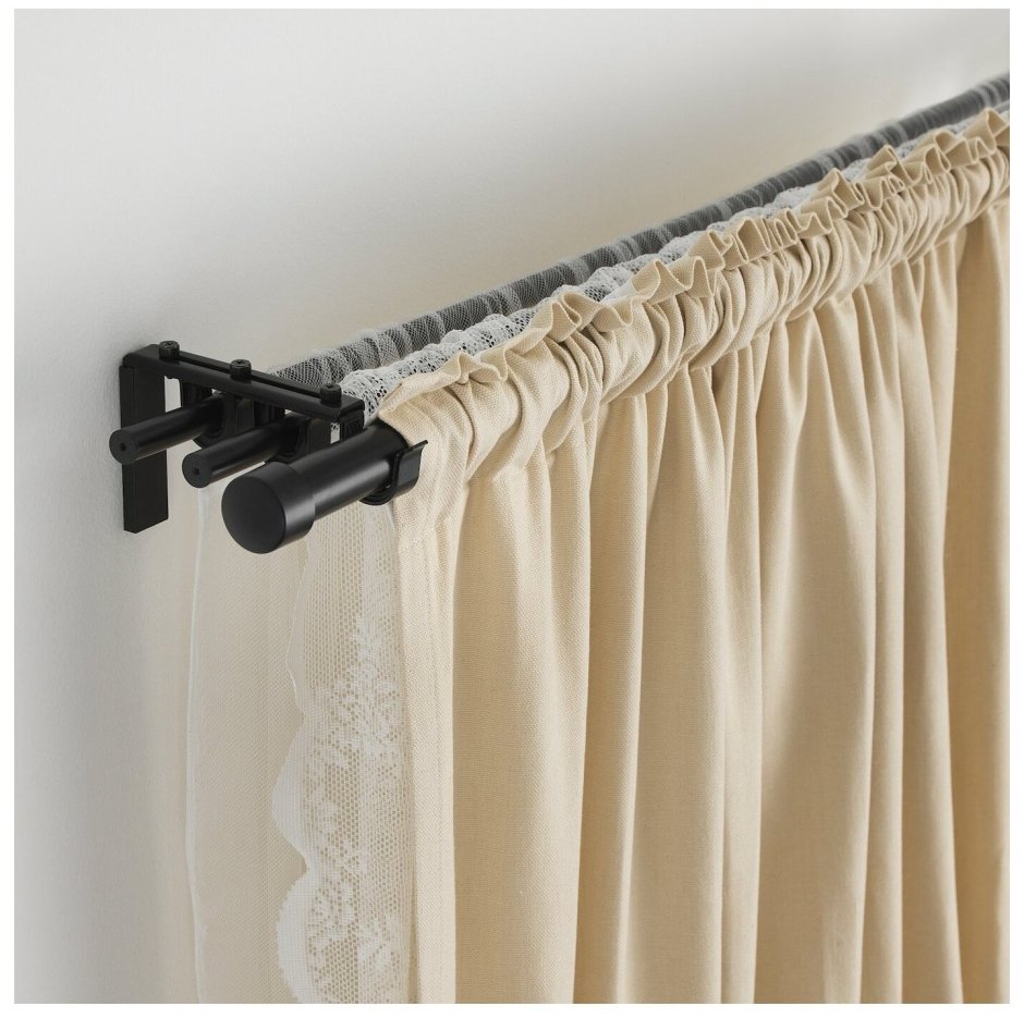 HUGAD ХУГАД räcka РЭККА двойной гардинный карниз/комбинация черный 210-385 см