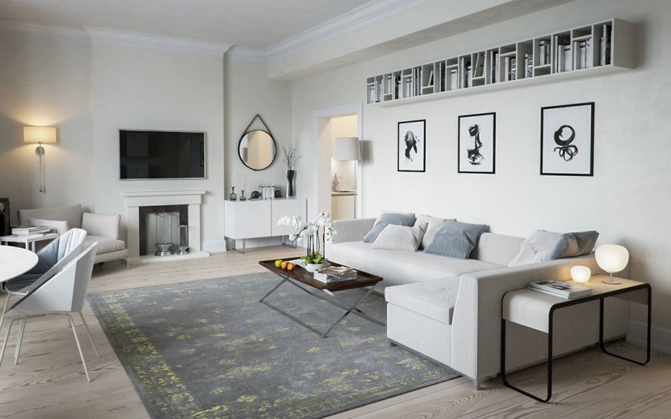 Гостиная в скандинавском стиле бежевые стены