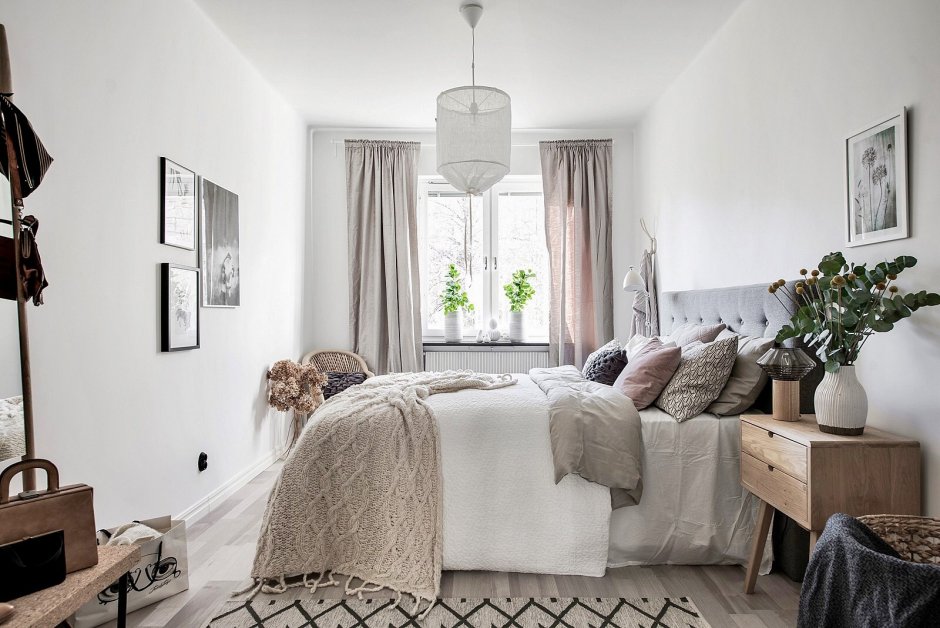 Спальня в скандинавском стиле бежевая