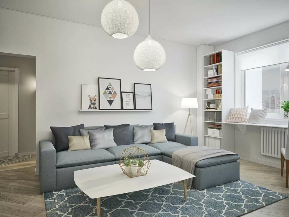 Уютная гостиная в скандинавском стиле