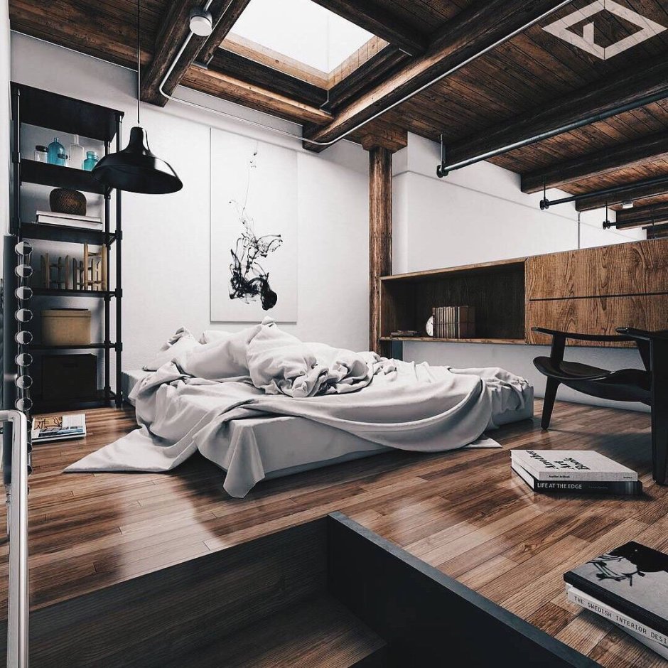 Спальня 15 кв в стиле лофт