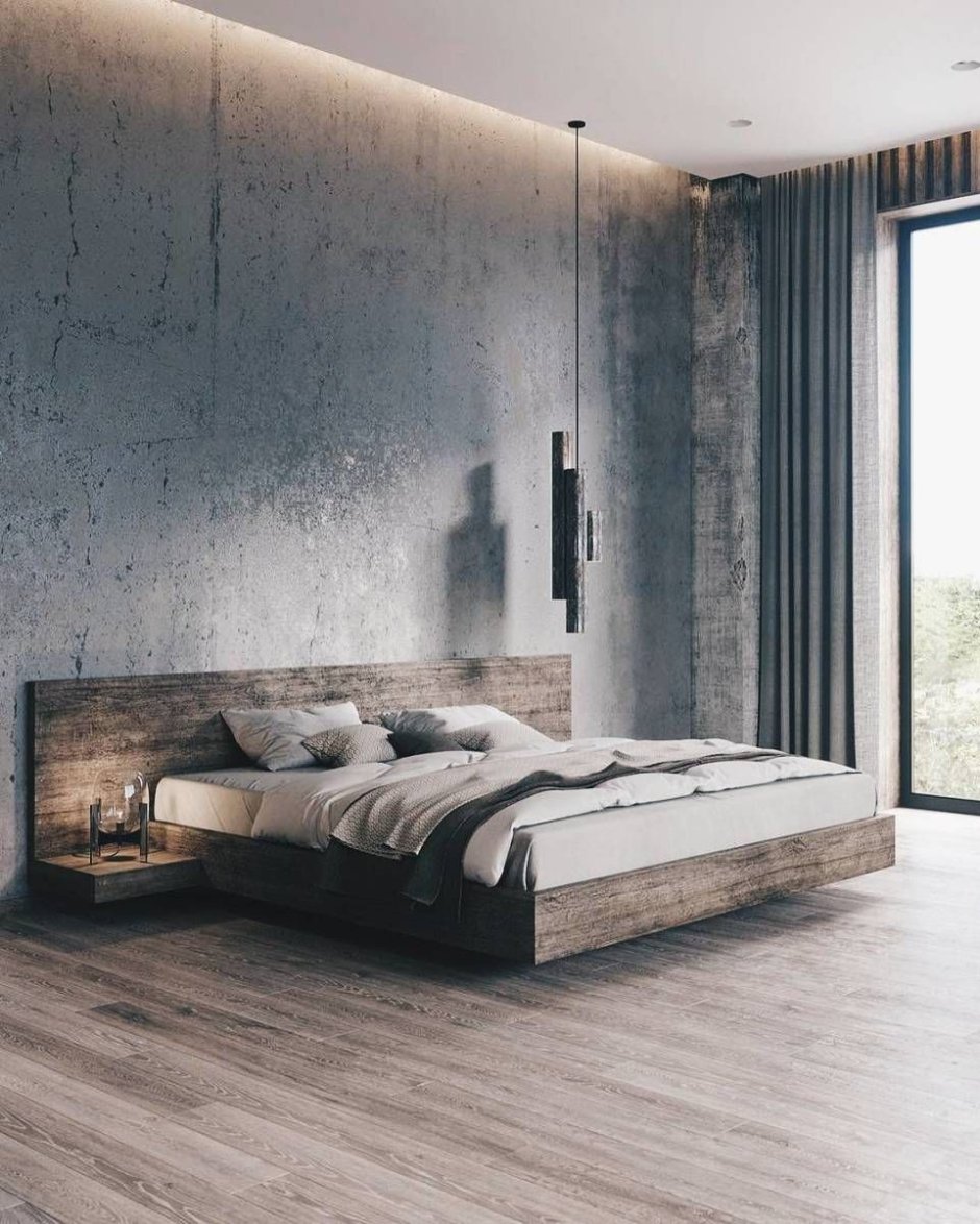 Бетонные стены в интерьере