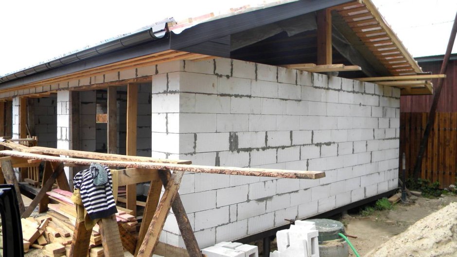 Пристройка из газобетона