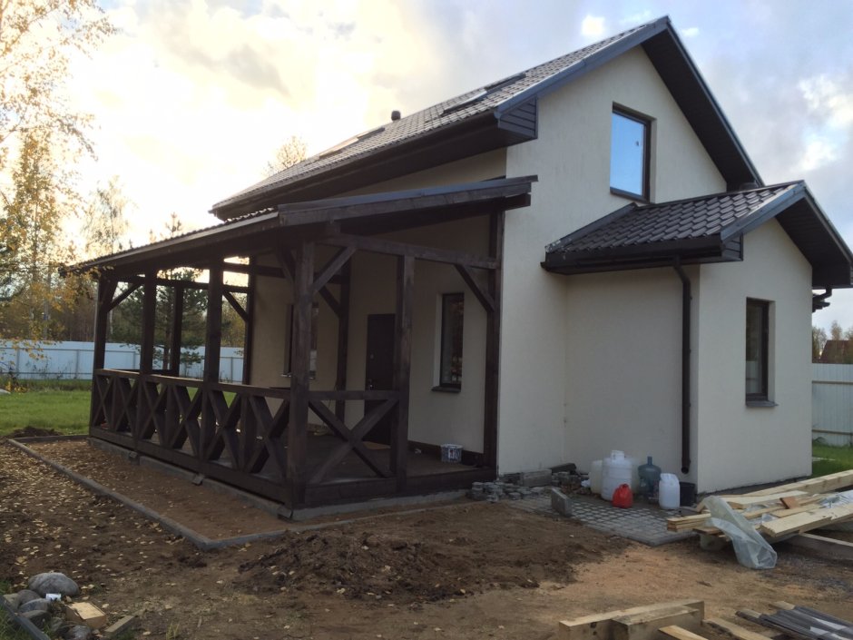 Пристройка террасы к дому из газобетона