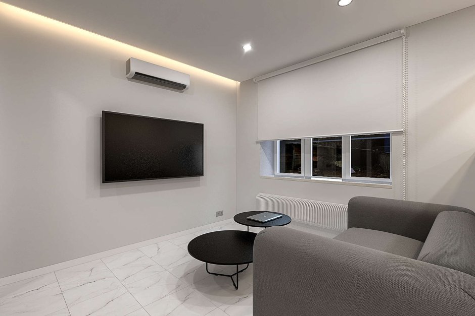 Кондиционер над телевизором в гостиной