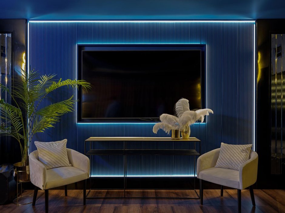 Подсветка телевизора в интерьере