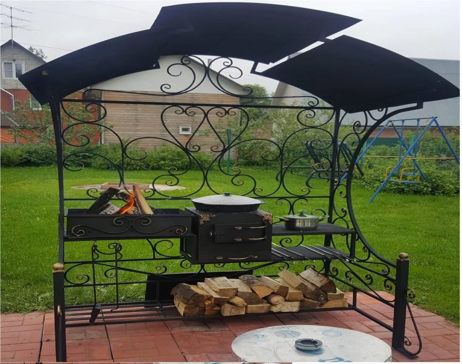 Мангальная зона на даче из кирпича