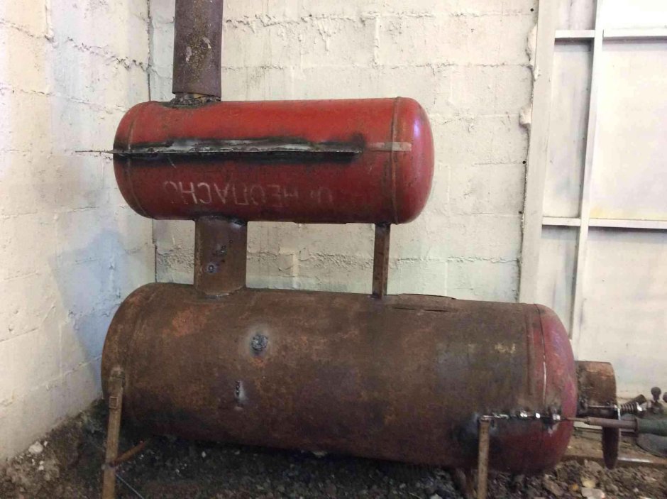 Печь для бани из газового баллона 27л