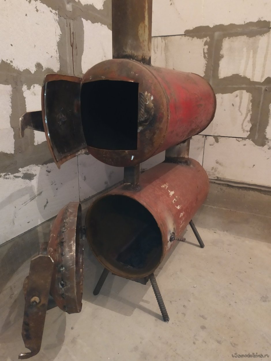 Печь длительного горения из 2 газовых баллонов