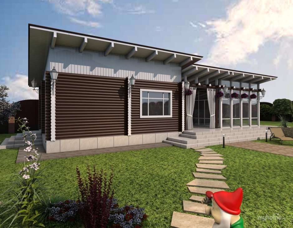 Хозблок с дровником из кирпича