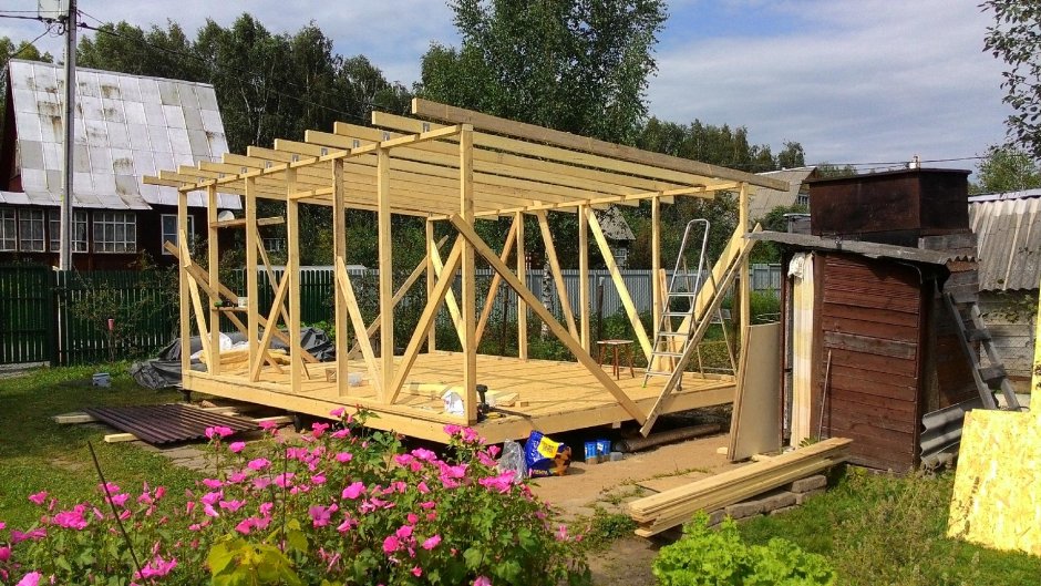 Пологая односкатная крыша