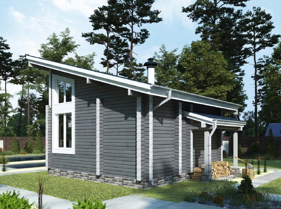 Скандинавский дом 80 кв метров с односкатной крышей