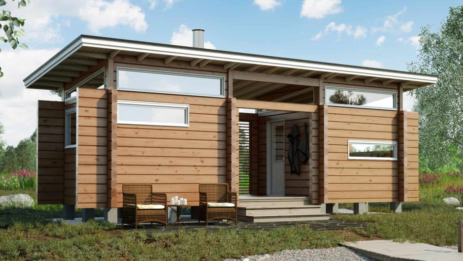 Односкатные бани каркасные 6х4