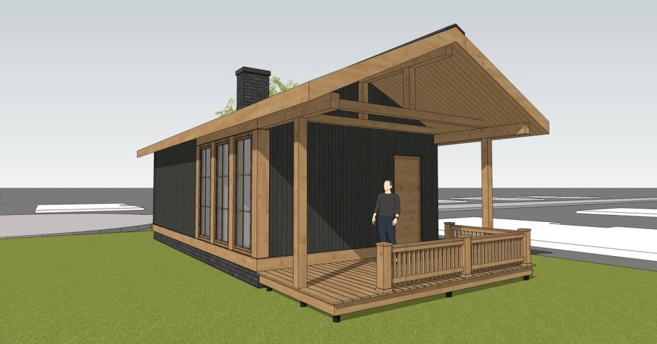 Дом с односкатной крышей Скандинавия проект