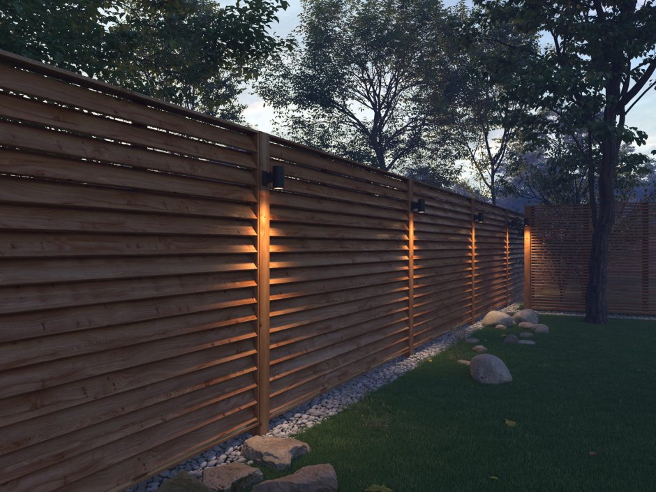 Забор из ламелей деревянных