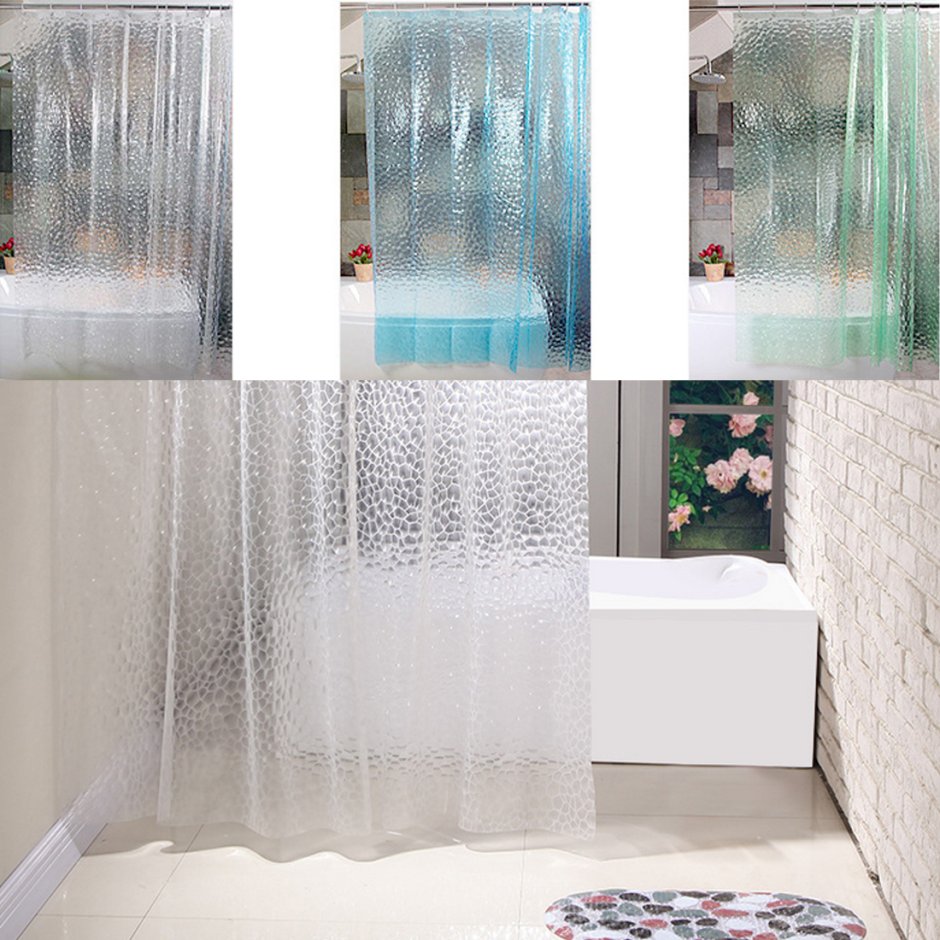 Штора для ванной прозрачная водонепроницаемая