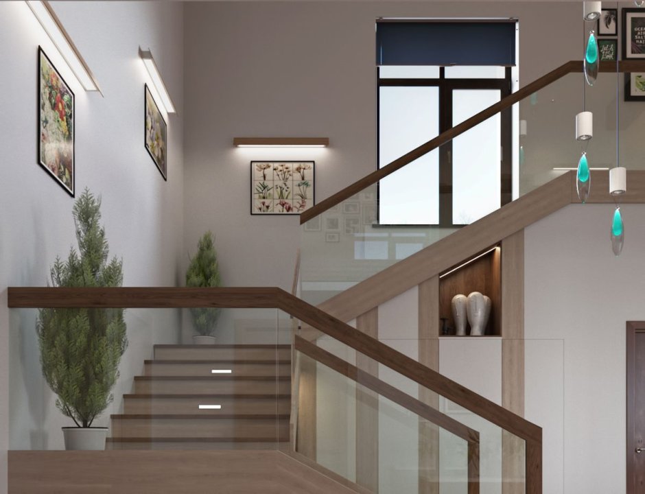 Лестничная клетка в коттедже