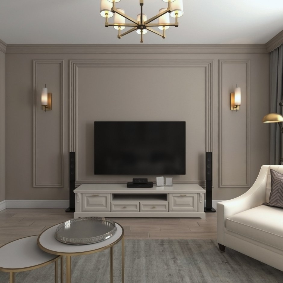 Гостиная с молдингами