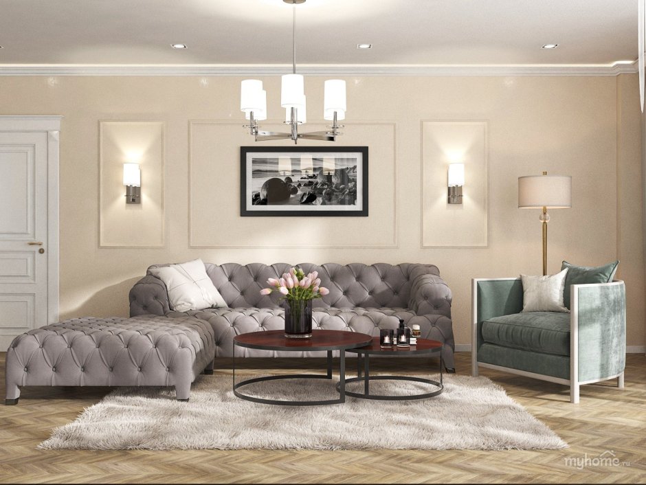 Светильники над диваном в гостиной